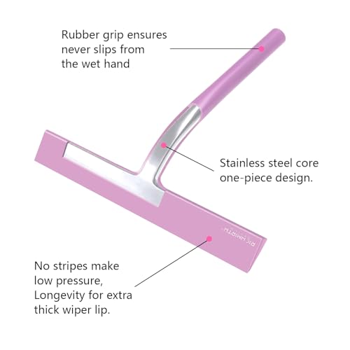 Silicone Rubber Blade Shower Squeegee 9" in Width Window & Car Squeegee - Pink - color: Pink, size: 9 Inches