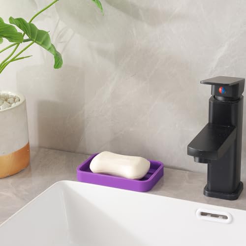 MicoYang Silicone Kitchen Sink Organizer Tray for Multiple Usage,Easy Clean Sponges Holder for Kitchen Bathroom Counter or Sink,Dish Soap Dispenser,Scrubber,Bottle,Cup Purple 4.9”x 3.2” - color: Purple, size: 4.9" x 3.2" x 0.7"