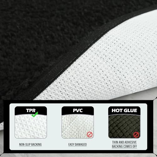 HOMORE Black Bathroom Rug Set 2 Piece,Soft Absorbent Bath Mats Set,Machine Washable Bath Rug Sets for Bathroom Non Slip,(21"x34"+21"x21") Plush Shaggy U Shape Contour Toilet - color: Black