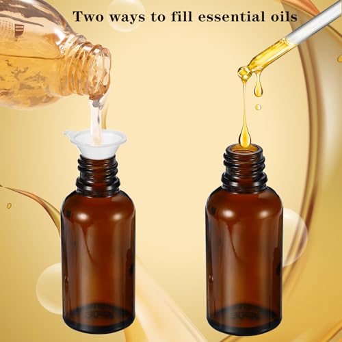 50ML Roller Bottles for Essential Oil, 3 Pack Empty Amber Glass Roller Bottle for Perfume Oil, Roll on Bottles with Stainless Steel Roller Balls, Opener, Funnel and Dropper - size: 50ml_3pcs
