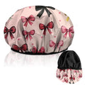 Luxury Shower Cap Terry Lined Reusable Triple Layer Waterproof Hair Elastic Caps Shower Bath Hat for Women Girls Cute Aesthetic-Pink Bowknot - color: AL20-Pink Bowknot