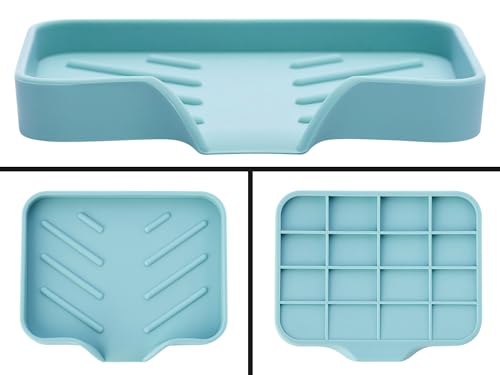 Light Green Silicone Soap Dish Tray, Self-Draining Soap Holder for Bar Soap, Silicone Soap Tray with Drainage, Soap Dishes for Kitchen Counter - color: Light Green, size: S(4.7X3.5) 1 PC