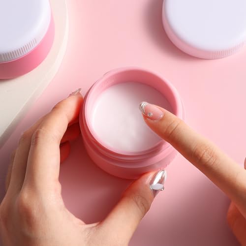 kuangre Travel Containers for Toiletries, Silicone Cream Jars BPA-Free, Leak-proof 2oz Travel Size Containers, Portable Size Silicone Jars with Lid for Cosmetic Face Hand Body Cream (4 Pack) - color: Pink, size: 2 Ounces