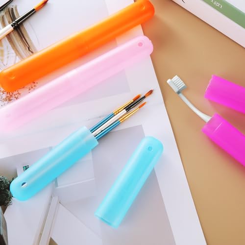 STARVAST 140pcs Travel Toothbrush Holder Case, Breathable Toothbrush Storage Portable Plastic Containers for Travel Trip School Camping Home Business, 7 Colors