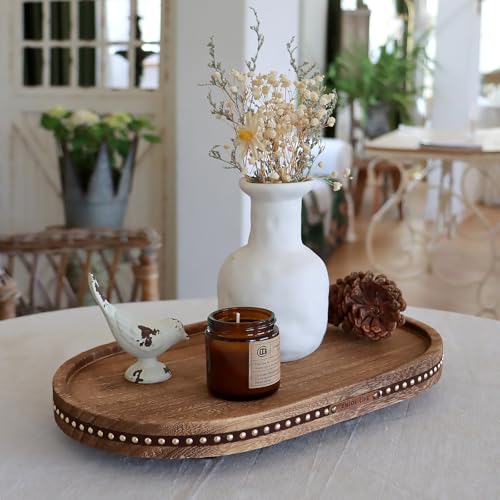 Decor Decorative Round Tray 11.81in for Home Decor for Coffee Table Farmhouse Kitchen Table Living Room Bathroom Centerpiece Tray Decor Oval Rustic - color: Oval Rustic
