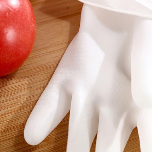 BESPORTBLE Household Cleaning Gloves Waterproof Latex Protective Kitchen Gloves Anti-slip Plastic Steel Material Size S White 4-pair Set for Home and Toilet Cleaning