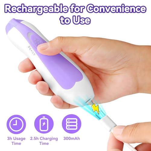 Qunlions life Baby Nail Trimmer Electric, 6 in 1 Rechargeable Baby Nail Clippers Manicure Set Grooming Kit for Toddler Infant or Adults (Purple) - color: Rechargeable-purple