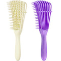 2 Pieces Detangling Brush for Afro America/African Hair Textured 3a to 4c Kinky Wavy/Curly/Coily/Wet/Dry/Oil/Thick/Long Hair, Knots Detangler Easy to Clean (Beige, Purple) - color: Beige, Purple