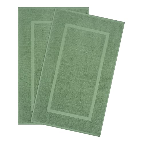 Cotton Paradise 100% Cotton Turkish Bathmat Set, Soft Absorbent Quick Dry, 2 Piece 20x34 Bathmat Floor Set, Sage Green - color: Sage Green, size: 2 PC 20x34"