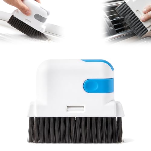 3 in 1 Groove Cleaning Brush, 2026 New Window Track Cleaning Tool with Hard Bristles and Hidden Scraper, Multifunctional Crevice Brush for Sliding Door Track, Window Seal, Sill, Kitchen (Blue) - color: Blue