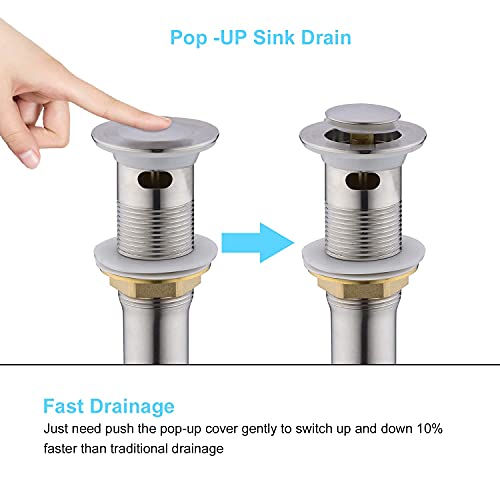 CREA Bathroom Sink Drain, Bathroom Sink Stopper with Drain Hair Catcher Pop Up Drain 1 1/2" for Bathroom Vanity Kitchen Sink with Overflow, Brushed Nickel - color: Brushed Nickel