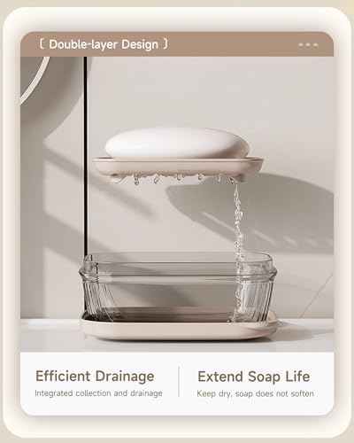 Doter Travel Soap Case, Leakproof Soap Container with Lid, Portable Bar Soap Holder for Traveling, Transparently Soap Dishes for Bathroom, Shower, Gym, School, Camping, Vacation, Outdoor - color: Beige