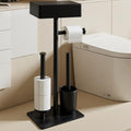 Freestanding Toilet Paper Holder Stand with Shelf for 7 Rolls, Free Standing Black Toilet Paper Roll Holder with Wipes Storage Drawer, Rustproof Metal Floor Bathroom Tissue Holder for Bathroom - size: Style 2
