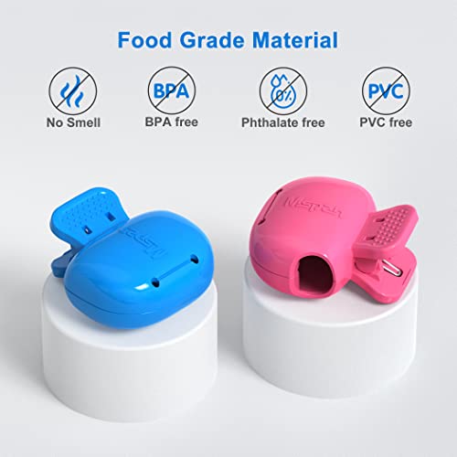 Mspan Toothbrush Protector Clip Pod: Tooth Brush Head Pods Compatible with Oral-B Philips Colgate for Manual & Electric Toothbrush - 2 Packs - color: Dark Pink, Blue, size: 2 Count (Pack of 1)