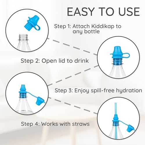 KiddiKap Original Bottle Topper, Silicone Sippy Spout, 3 Pack, Fits 28mm | 98% Spill Proof, Fits 28mm Standard Bottles, Dishwasher Safe, Ages 12 Months+ - size: 3 Count (Pack of 1)
