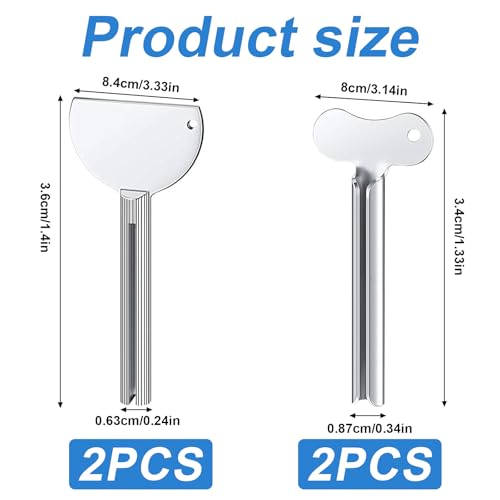 4 Pcs Toothpaste Tube Squeezer,Keys Metal Roller Hair Dye Dispenser Tool, Stainless Steel Toothpaste Squeezers,Metal Tube Key Squeezers Tooth Paste Squeezer for Bathroom Cosmetic Paint Hand Cream