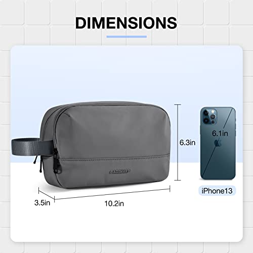 BAGSMART Travel Toiletry Bag for Men, Dopp Kit Water Resistant Shaving Bag for Toiletries Accessories, Grey-Medium - color: Grey, size: Medium