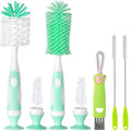 Ariseno 5-in-1 Baby Bottle Brush Set, Bottle Brush for Baby, Bottle Cleaner Brush Set, Including Nylon and Silicone Bottle Brush, Bottle Cap Brush, Straw Brush, Nipple Brush, BPA-Free (Green) - color: Green-nylon Silicone