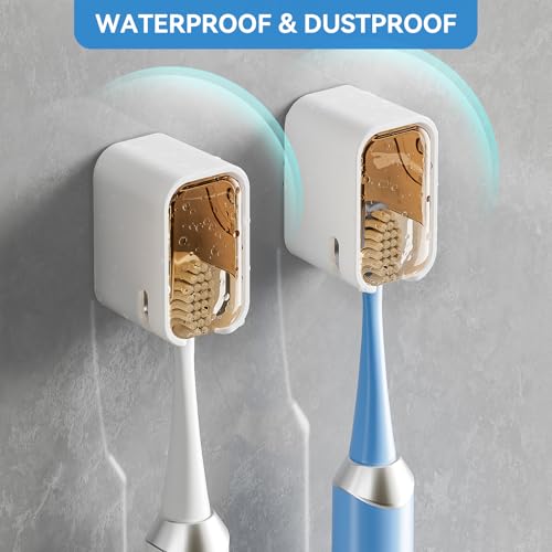 Toothbrush Holders for Bathroom【Innovation Single Slot Design】 2PCS Toothbrush Holder Wall Mounted with Cover for Shower, Single Toothbrush Dispenser Storage Organizer for Family & Travel - color: Brown-2pcs