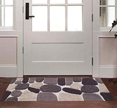 THE BEER VALLEY Pebble Bath Runner Rug 2x5 Feet - Beige Brown | Non Slip Cotton Runners for Bathroom, Washable Absorbent Long Bath Floor Rugs - color: Beige/Brown, size: 24 x 60 inches