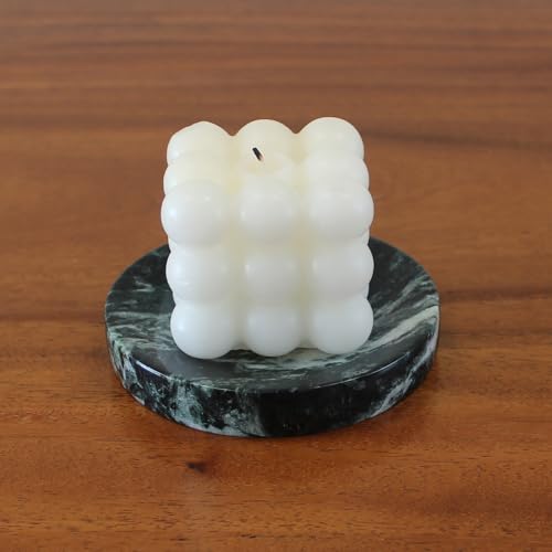 Natural Verde Alpi Green Marble Soap Dish, Round Small Jewelry Dish, Sponge Holder for Bathroom, Kitchen - color: Verde Alpi Green