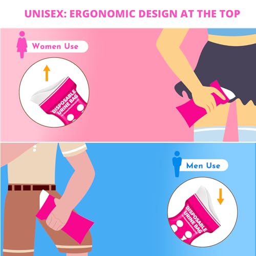Disposable Urine Bag for Travel - 900ML Portable Pee Bags for Women Men 8/12/20/24/28 PCS Emergency Vomit Bags Urinal Toilet for Car Camping, Road Trip,Traffic Jam, Pregnant, Kid, Patient - color: Fuchsia, size: 9.1"x5.4"x3.8"(24-Pack)