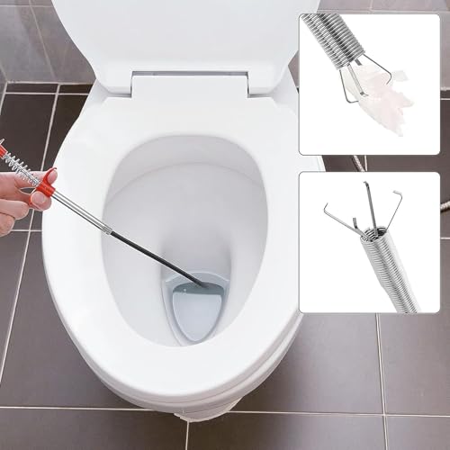 78 Inch Drain Snake Clog Remover, Flexible Grabber Tool with Strong 4-Claw, for Sink, Shower, Bathtub, Toilet & Kitchen - style: 78 IN