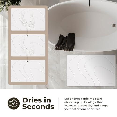 TOSORO - Stone Bath Mat Diatomaceous Earth Shower Mat Non-Slip Super Absorbent Diatomite Stone Bath Mats for Bathroom Floor Quick Drying Natural Easy to Clean (23.5 x 15) - Sandstone - color: Slate Sandstone, size: Pack of 1