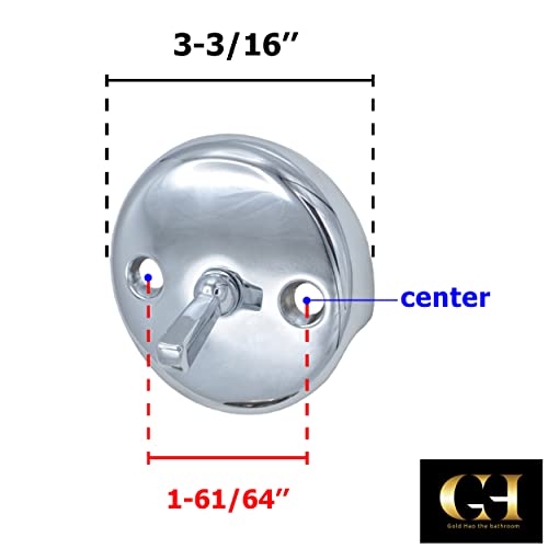Bath Tub Waste Overflow Drain Trip Lever Face Plate for Bathtub with Matching Screws for Faceplate (Chrome) - color: Chrome