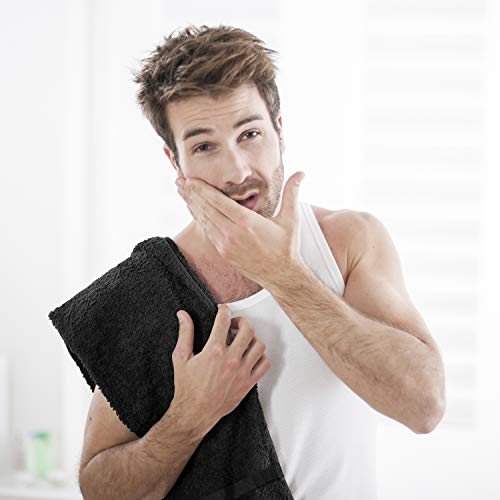 Utopia Towels, Salon Towel, Pack of 12, Not Bleach Proof, 16 by 27 Inches, Highly Absorbent Cotton Towels for Hand, Gym, Beauty, Spa, and Home Hair Care, Black - color: Black, size: 12 Pack