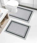 chakme 2 Piece Bathroom Rug Set, Ultra Thin Bath Mat,Absorbent, Non Slip, Machine Washable, Light Grey, 17"x24"+Toilet Mat - color: Light Grey, size: 2-Piece (17" x 24" + Contour Mat)
