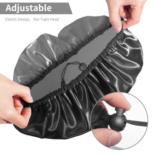 Auban Shower Cap for Women, Adjustable Reusable, Extra Large, Double-Layer Waterproof Bathing Cap, Waterproof Exterior, EVA Lining, Hair Cap for All Hair Lengths, 3 Balck Set - color: 3 Backs
