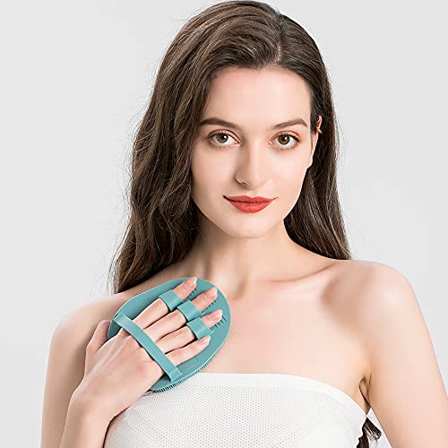 1 Pack Soft Silicone Shower Brush, Body Scrubber Exfoliating Skin Massage | Body Wash Bath Dry Skin Brushing Glove Loofah, Fit for Sensitive and All Kinds of Skin(Eucalyptus Green) - color: Eucalyptus Green