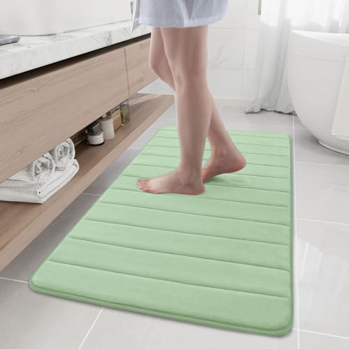 Buganda Memory Foam Bath Mat, 47" x 24", Ultra Soft Bathroom Rugs, Water Absorbent and Machine Washable Bath Rug Runner for Bathroom, Shower, and Tub, Sage Green - color: Sage Green, size: 47" X 24"