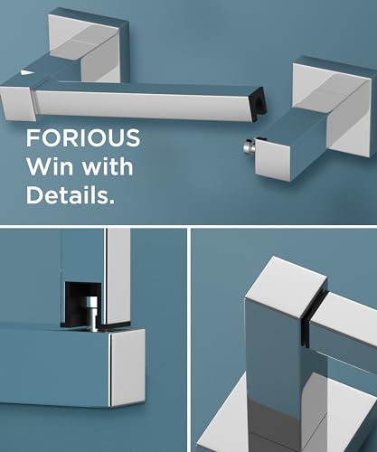 FORIOUS Toilet Paper Holder Wall Mount, Stainless Steel Rustproof Double Post Pivoting Tissue Roll Holder for Bathroom, Commercial Toilet Paper Dispenser (Chrome, Square) - color: Chrome