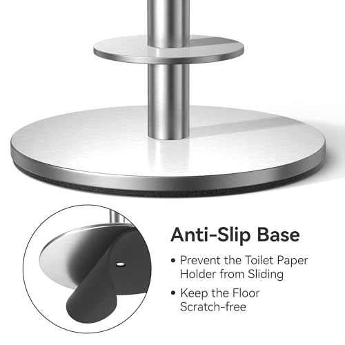 Brushed Nickel Toilet Paper Holder Stand for Spare Rolls Storage, Stainless Steel Freestanding Toilet Paper Holder with Shelf Hold 5 Paper Rolls - color: Brushed Nickel