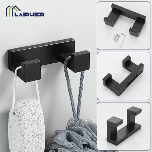 3 Pieces Matte Black Bathroom Hardware Accessories Set,SUS304 Stainless Steel Towel Holder Set Towel Holder Robe Hook Toilet Paper Holder Wall Mounted - color: Matte Black