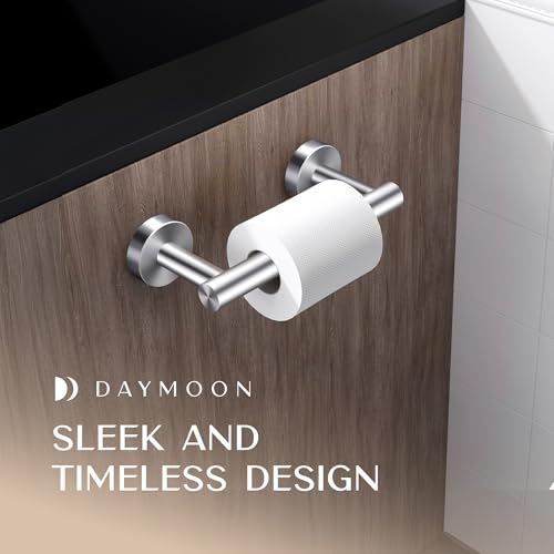 Day Moon™ Toilet Paper Holder Wall Mount, Modern Roll Holder for Bathroom, Stainless Steel Rustproof Double Post Pivoting Tissue Roll Holder for Bathroom, Classic, Brushed Nickel - color: Brushed Nickel