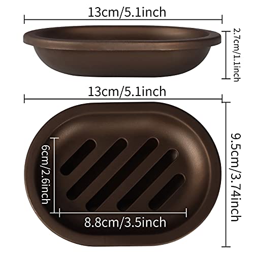 Topsky 2 Pcs Soap Dish for Shower, Double Layer Draining Soap Box with Drip Tray, Plastic - Bronze - color: Bronze