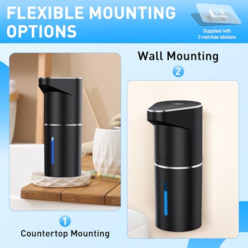 Fantictas Automatic Soap Dispenser,Touchless Hand Wall Mount Rechargeable 3 Gear Adjustable Electric Soap Dispenser 350ml with Infrared Motion Sensor for Bathroom,Kitchen,Office, Black Gel - color: Black, style: Gel