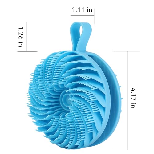 Douji Double-Sided Silicone Body Scrubber Shower Bath Brush, Handheld Cleansing Skin Brush for Sensitive Kids Women Men All Kinds of Skin（Blue） - size: Blue