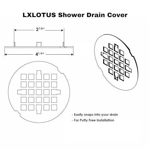 4 ¼” Brushed Light Gold Snap-in Shower Drain Cover - Gold Replacement - 4.25" OD Shower Drain Strainer - Easy Install - Premium Round Shower Drain Cover - Solid Brass Construction - color: Light Gold