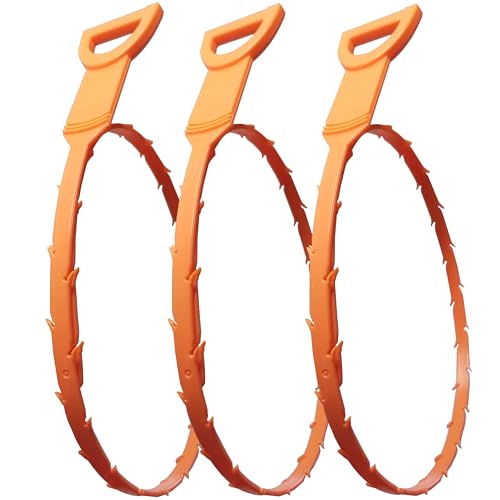 Unclogging Snake Tool 25 Inch, Hair Clog Remover for Sink Shower Kitchen (3-Pack)