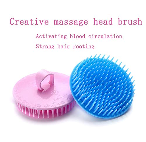 Aroveea Hair Scalp Brush Dandruff Cleaning Brush Shower Scalp Shampoo Brush Scalp Massager Pack of 4(Blue and Pink) - color: Blue