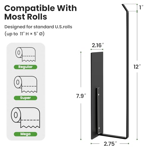 Paper Towel Holder Black, Toilet Paper Roll Holder Magnetic Towel Rack Wall Mount Fridge Organizer Shelf for Towels Rolls Bar Bathroom Toilet Pantry RV Essentials Kitchen Organizers and Storage 2 Pack - color: Black