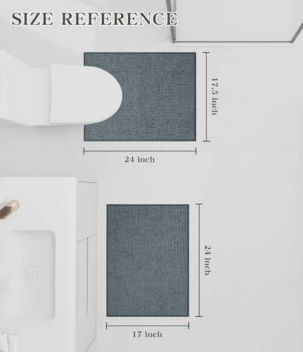 chakme Bathroom Rug Sets 2 Piece, Ultra Thin Quick Dry Bath Mat Set, Absorbent Bath Mat for Bathroom Non Slip Machine Washable, (Light Blue, 2 Piece) - color: Light Blue, size: 2Piece-Contour Rug