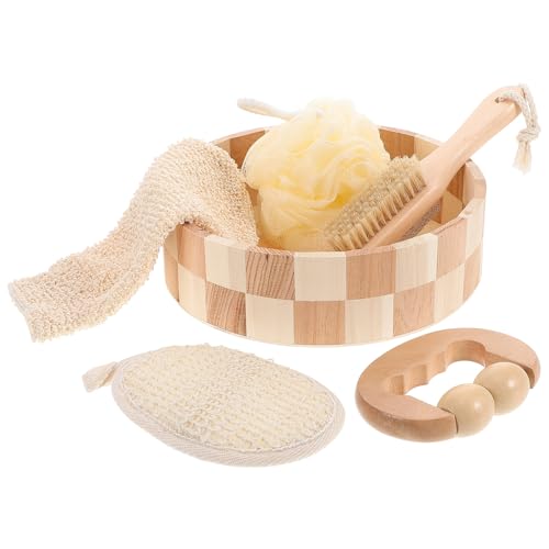 Mipcase Double-Sided Exfoliating Bath Mitt and Pumice Scrubbing Brush Set for Shower Body Cleaning and Callus Removal, Back Scrubber Bath Supplies for Men and Women