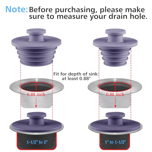 Aluvor Bathtub Stopper Drain Plug Bathroom Tub Plug Sink Stopper 2pcs | Silicone Bathtub Drain Plug Tub Drain Stopper Washbasin Stopper - color: Purple, size: Large+Small