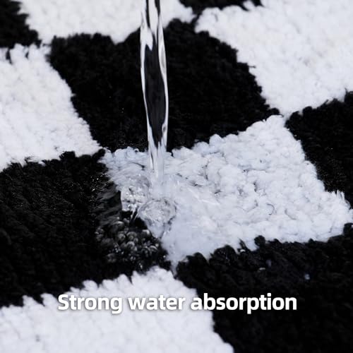 Bathroom Rugs Sets 3 Pieces Microfiber - Upgrade Non-Slip TPR Bottom- Quick Dry - Machine Wash for Bedroom, Tub, Living Room (Checkerboard) - color: Checkerboard