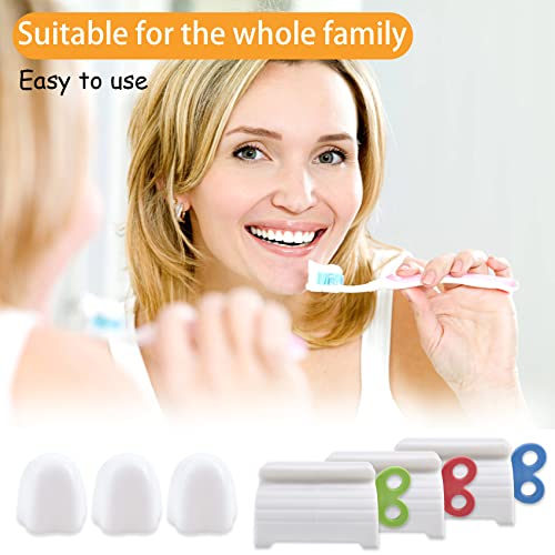 Zoyiancy 6Pcs Toothpaste Squeezer and Caps Set, Reduce Toothpaste Waste | Plastic Rolling Squeezers, Silicone Sealing Caps In 3 Colors, Easy Rotating Handle, Squeeze Out Residual Paste, Bathroom Use